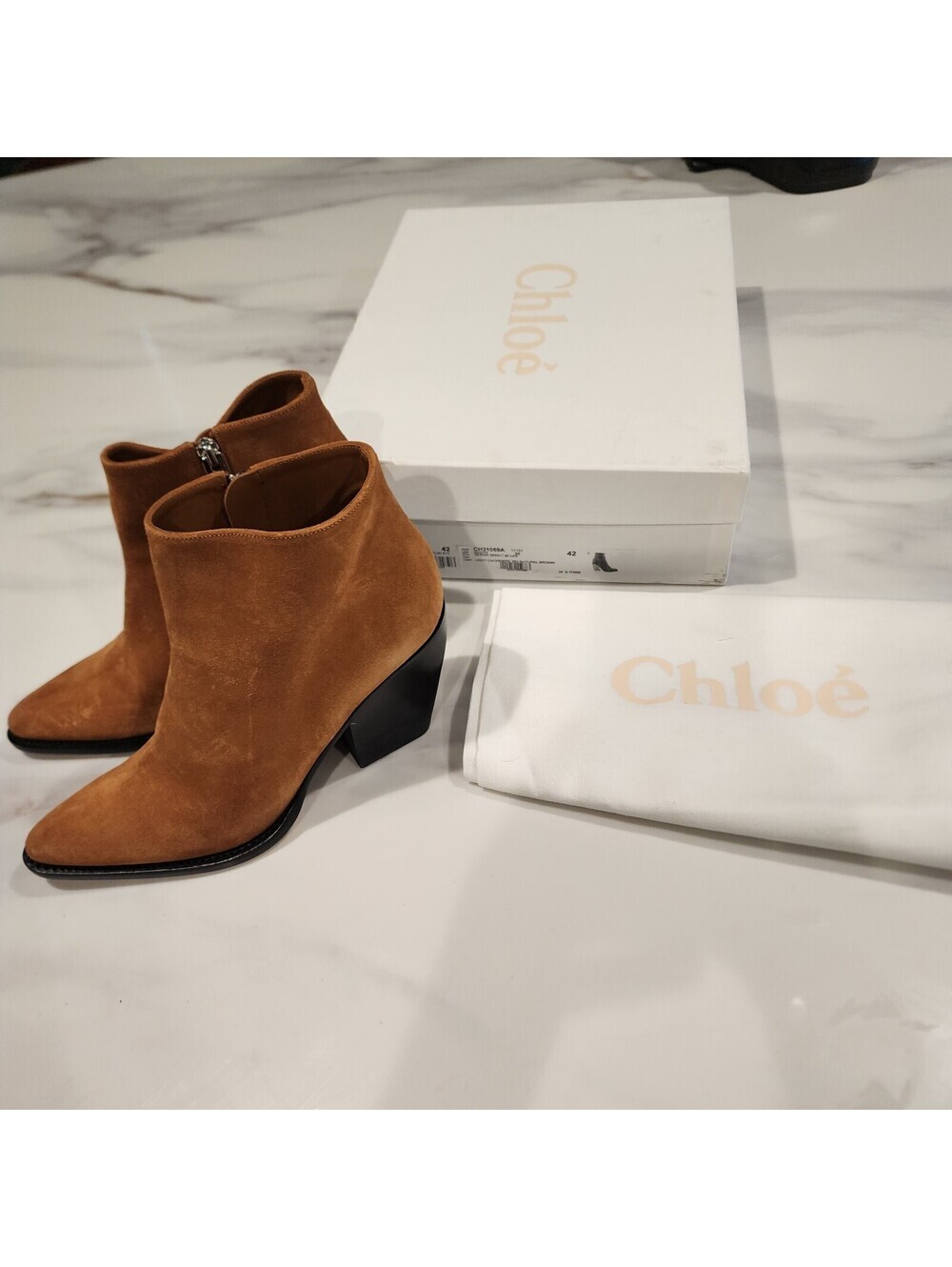NIB Chloé Rylee Suede Ankle Boots Camel Tan Size 42 (US 10) – Brand New!